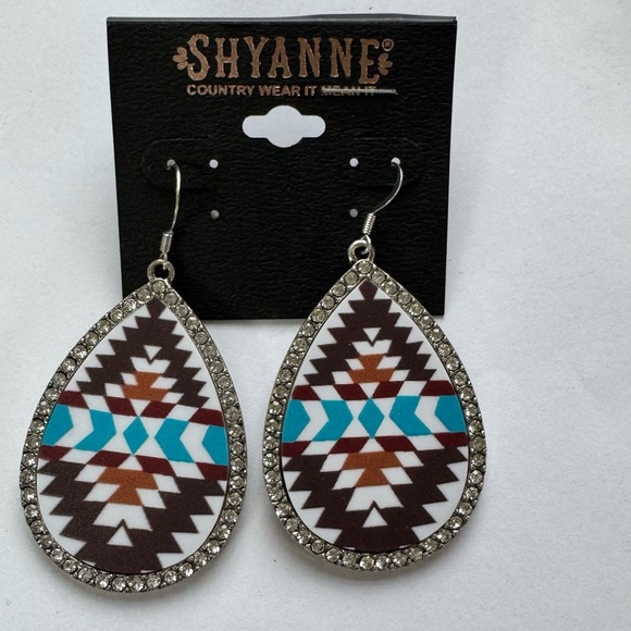 Shyanne Jewelry - Shyanne Blue and Brown Geometric Teardrop Earrings